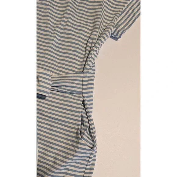 NWOT Merokeety Blue Striped Tie Waist T-Shirt Dress XL Short Sleeve Pockets - Picture 4 of 6